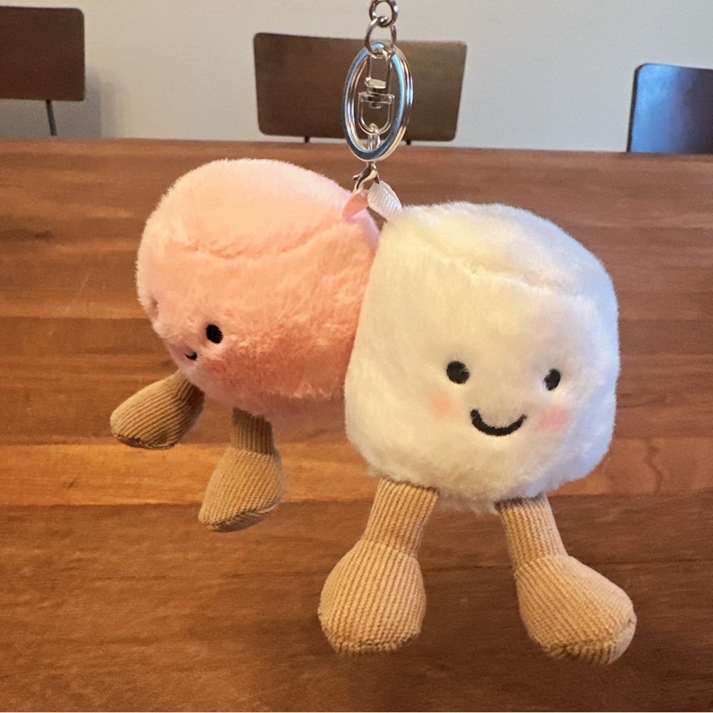 Pair of Marshmallows Plush Keychain Cute Kawaii Bag Charm Gift New - Picture 3 of 7